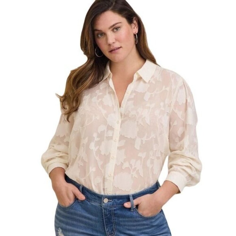 Torrid Madison FLoral Chiffon Buttoned Long Sleeve Shirt‎ XXL
